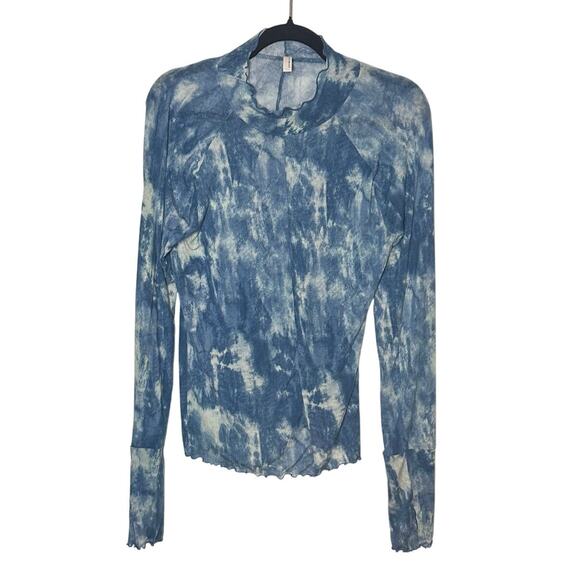 Free People Movement Blue Printed High Jump Long Sleeve Top Baselayer Size Large - Picture 3 of 14